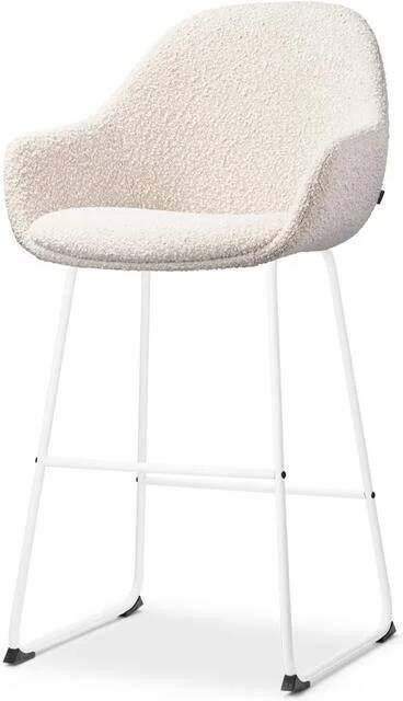Nolon Nino-Mae Barkruk Bouclé Beige met Armleuning Wit 65 cm