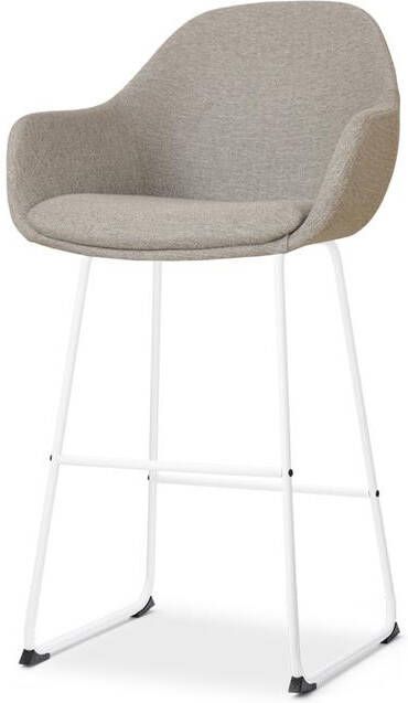 Nolon Nino-Mae Barkruk Warm Grijs met Armleuning Wit 75 cm