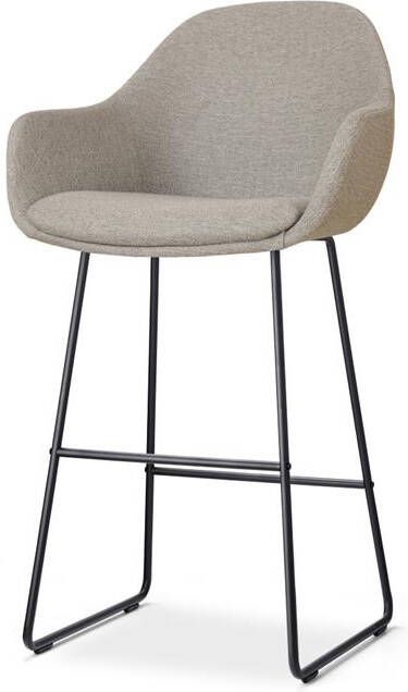 Nolon Nino-Mae Barkruk Warm Grijs met Armleuning Zwart 75 cm