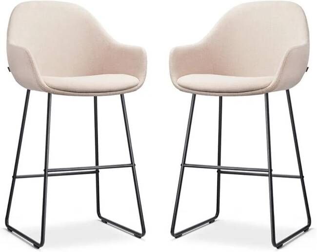 Nolon Nino-Mae Barkrukken Set van 2 Beige Zwart 65 cm