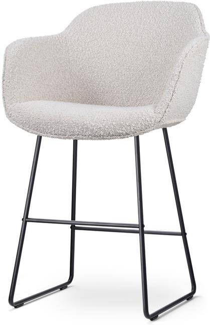 Nolon Nino-Mare Barkruk Bouclé Beige Zwart Onderstel- 65 cm