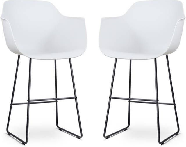 Nolon Nino-Puk barkruk wit zwart onderstel 75 cm set van 2
