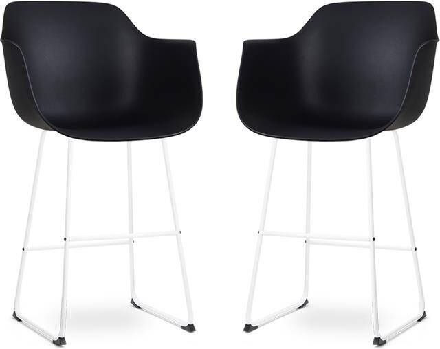 Nolon Nino-Puk barkruk zwart wit onderstel 75 cm set van 2