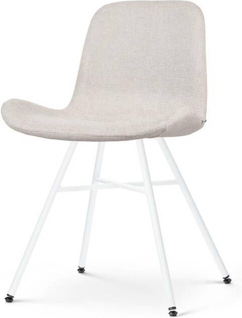Nolon Noa-Fé Eetkamerstoel Beige Stof Wit Onderstel