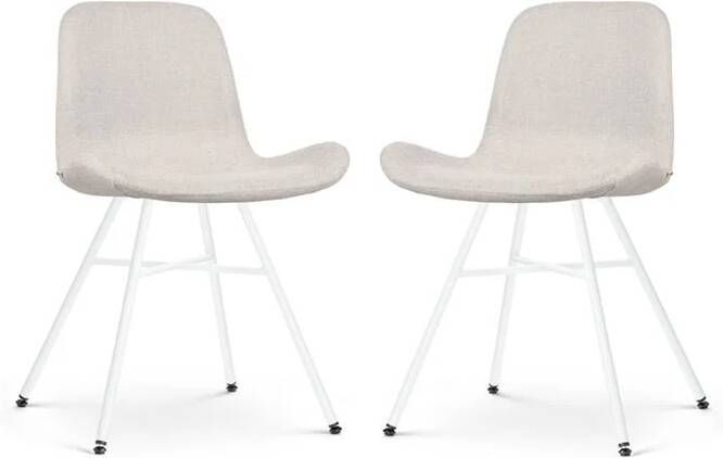 Nolon Noa-Fé Eetkamerstoelen Set van 2 Beige Witte Poten