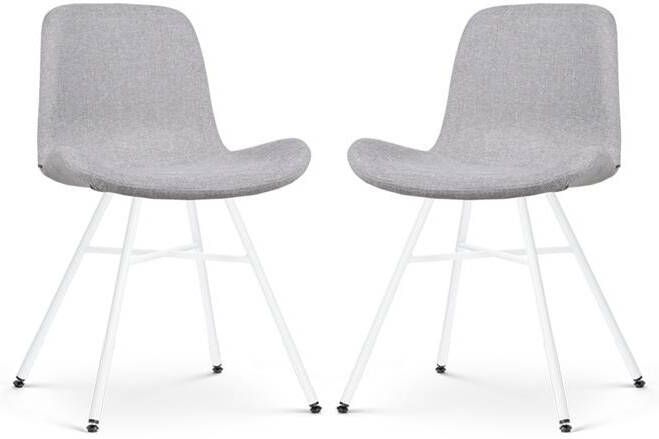 Nolon Noa-Fé Eetkamerstoelen Set van 2 Lichtgrijs Witte Poten