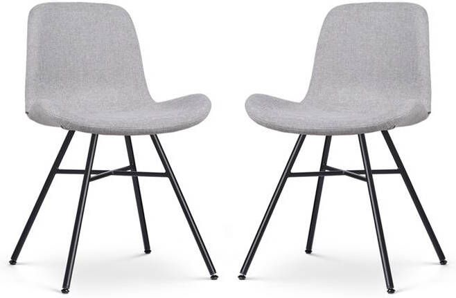 Nolon Noa-Fé Eetkamerstoelen Set van 2 Lichtgrijs Zwarte Poten