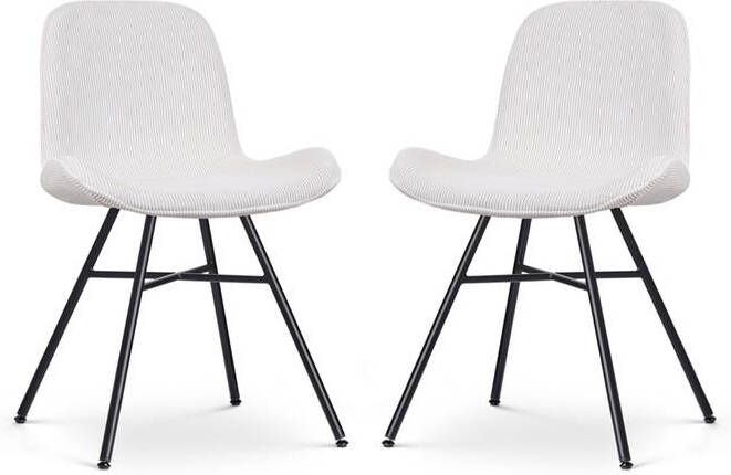 Nolon Noa-Fé Eetkamerstoelen Set van 2 Rib Crème Zwarte Poten
