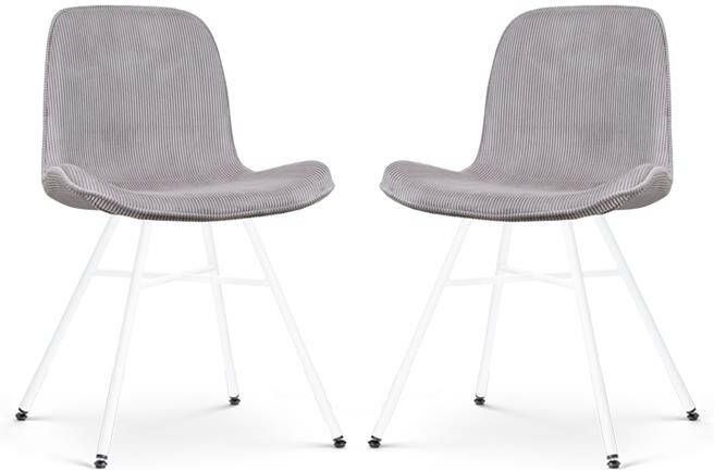 Nolon Noa-Fé Eetkamerstoelen Set van 2 Rib Warm Grijs Zwarte Poten