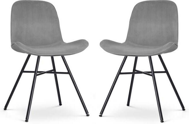 Nolon Noa-Fé Eetkamerstoelen Set van 2 Velvet Grijs Zwarte Poten