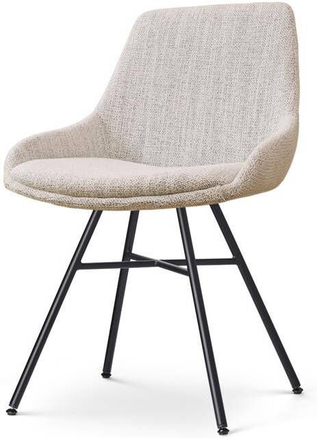 Nolon Noa-Isa Eetkamerstoel Beige Gemêleerd Stof Zwart Onderstel