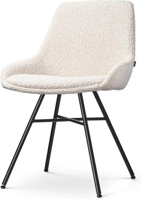 Nolon Noa-Isa Eetkamerstoel Bouclé Beige Stof Zwart Onderstel Design Scandinavisch Comfortabel - Foto 2