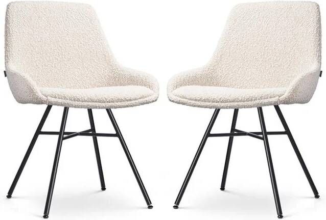Nolon Noa-Isa Eetkamerstoelen Set van 2 Bouclé Beige Zwart