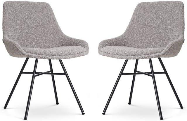 Nolon Noa-Isa Eetkamerstoelen Set van 2 Bouclé Taupe Zwart
