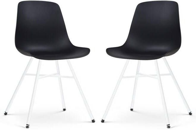 Nolon Noa-Pip Eetkamerstoelen Set van 2 Zwart Witte Poten