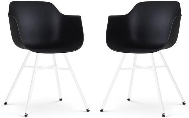 Nolon Noa-Puk Eetkamerstoelen Set van 2 Zwart Wit Onderstel