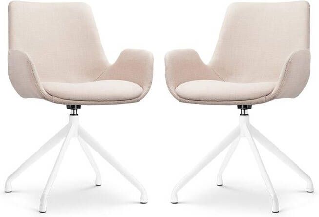 Nolon Nola-Eef Draaibare Eetkamerstoelen Beige Wit 2x