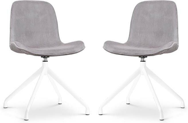 Nolon Nola-Fé Draaibare Eetkamerstoelen Set Rib Warm Grijs Wit