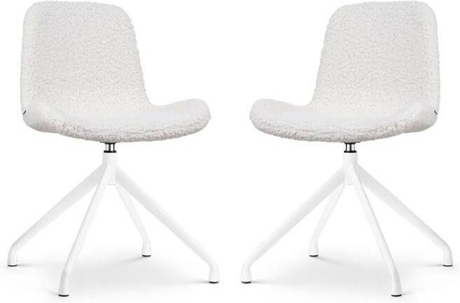 Nolon Nola-Fé Draaibare Eetkamerstoelen Set van 2 Teddy Wit Zwart