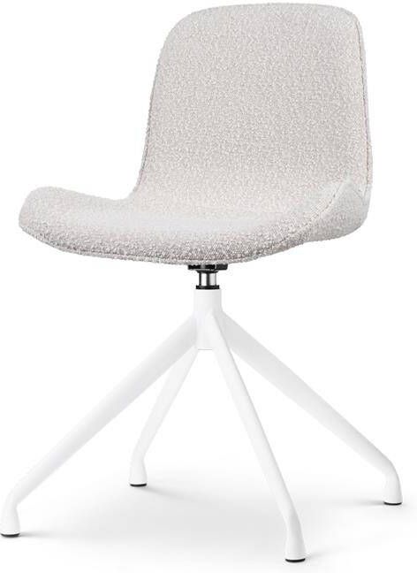 Nolon Nola-Fé Eetkamerstoel Bouclé Beige Draaibaar Wit Onderstel