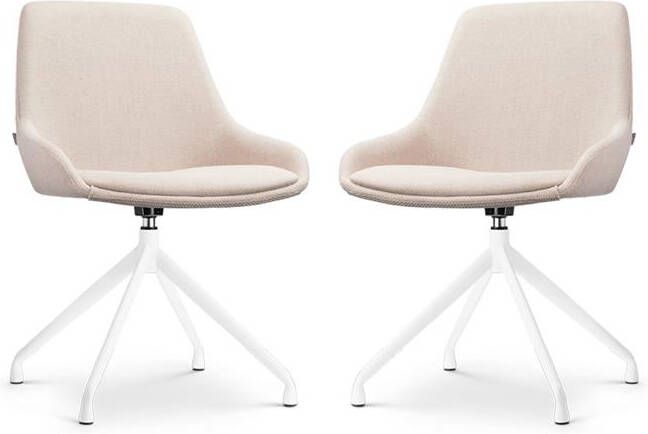 Nolon Nola-Isa Draaibare Eetkamerstoelen Beige Wit 2x