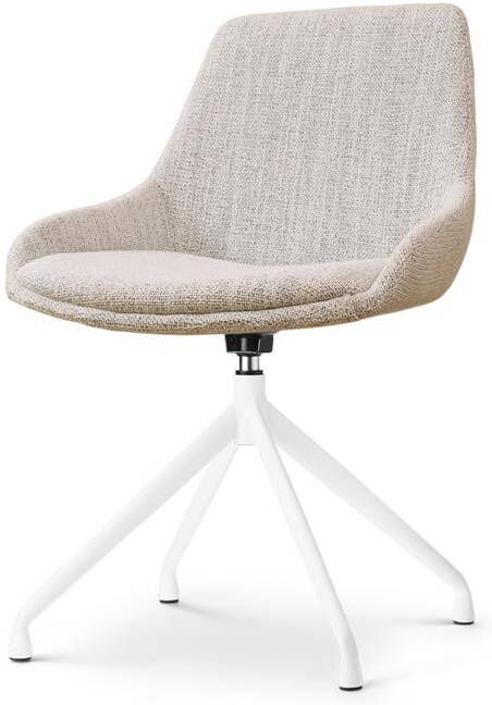 Nolon Nola-Isa Eetkamerstoel Beige Gemêleerd Draaibaar Wit Onderstel