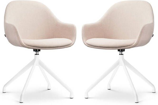 Nolon Nola-Mae Draaibare Eetkamerstoelen Beige Wit 2x