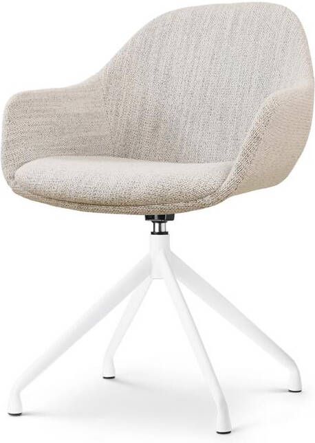 Nolon Nola-Mae Eetkamerstoel Beige Gemêleerd Draaibaar Wit Onderstel