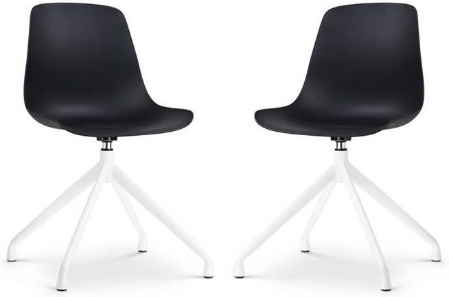 Nolon Nola-Pip Draaibare Eetkamerstoelen Zwart Wit Onderstel 2x