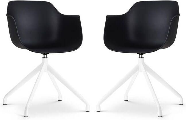 Nolon Nola-Puk Draaibare Eetkamerstoelen Zwart Wit Onderstel 2x