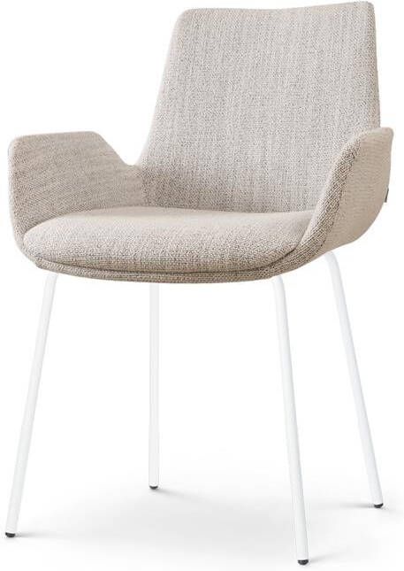 Nolon Nora-Eef Eetkamerstoel Beige Gemêleerd met Armleuning Wit
