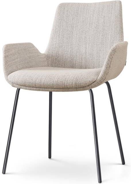 Nolon Nora-Eef Eetkamerstoel Beige Gemêleerd met Armleuning Zwart