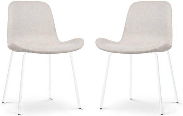 Nolon Nora-Fé Eetkamerstoelen Set van 2 Beige Witte Poten