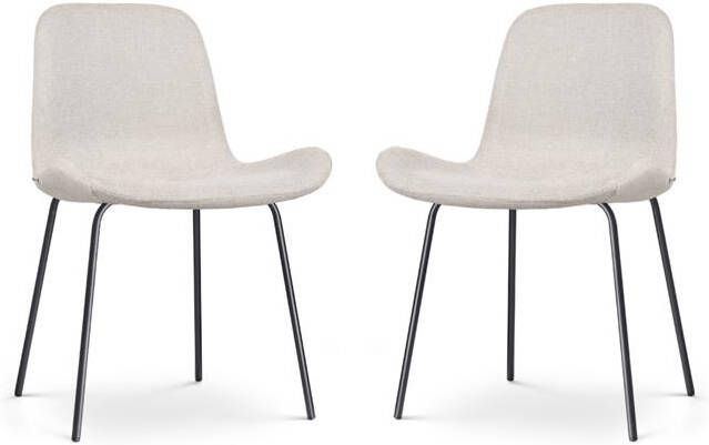 Nolon Nora-Fé Eetkamerstoelen Set van 2 Beige Zwarte Poten