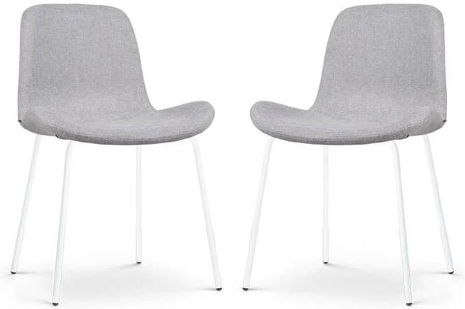 Nolon Nora-Fé Eetkamerstoelen Set van 2 Lichtgrijs Witte Poten