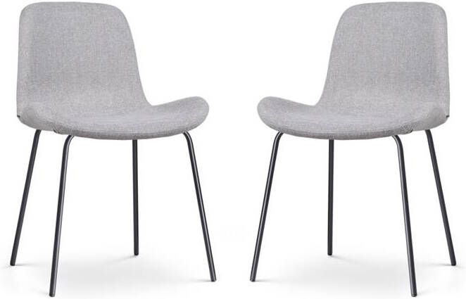Nolon Nora-Fé Eetkamerstoelen Set van 2 Lichtgrijs Zwarte Poten