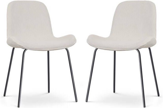 Nolon Nora-Fé Eetkamerstoelen Set van 2 Rib Crème Zwarte Poten