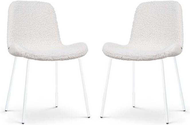 Nolon Nora-Fé Eetkamerstoelen Set van 2 Teddy Wit Witte Poten