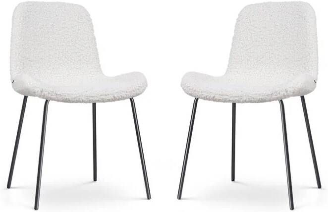 Nolon Nora-Fé Eetkamerstoelen Set van 2 Teddy Wit Zwarte Poten