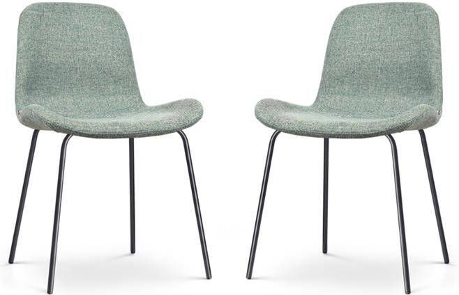 Nolon Nora-Fé Eetkamerstoelen Set van 2 Zacht Groen Zwarte Poten