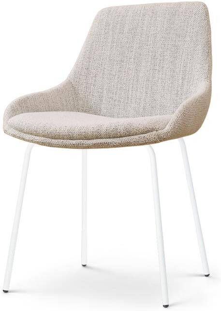 Nolon Nora-Isa Eetkamerstoel Beige Gemêleerd Stof Wit Onderstel