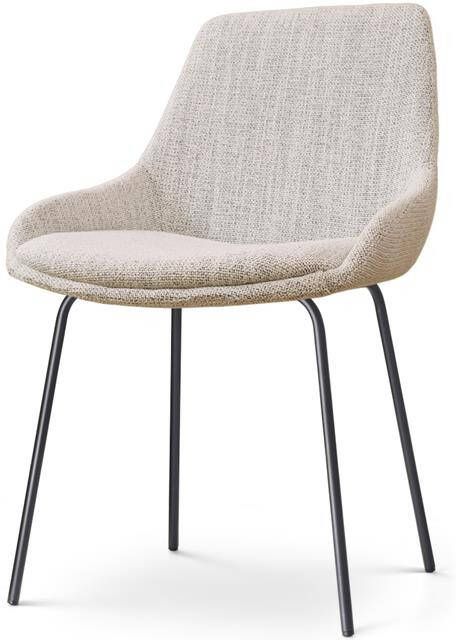 Nolon Nora-Isa Eetkamerstoel Beige Gemêleerd Stof Zwart Onderstel