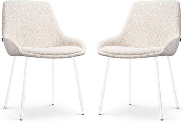Nolon Nora-Isa Eetkamerstoelen Set van 2 Bouclé Beige Wit