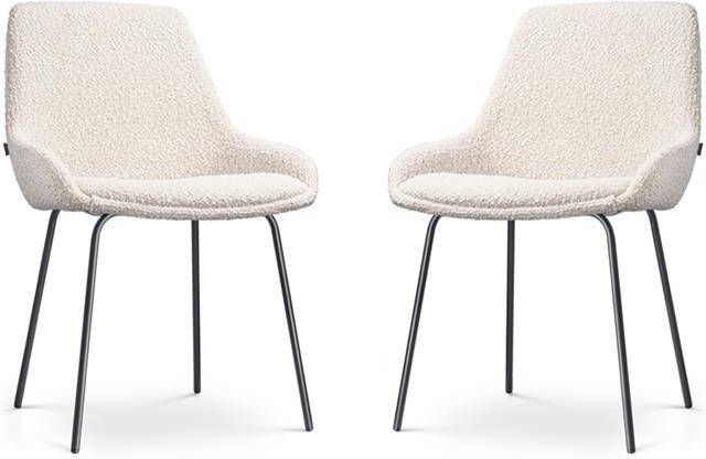Nolon Nora-Isa Eetkamerstoelen Set van 2 Bouclé Beige Zwart