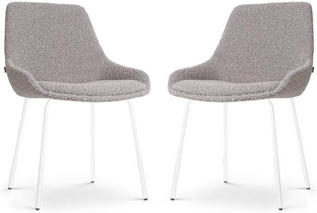 Nolon Nora-Isa Eetkamerstoelen Set van 2 Bouclé Taupe Wit