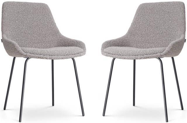 Nolon Nora-Isa Eetkamerstoelen Set van 2 Bouclé Taupe Zwart