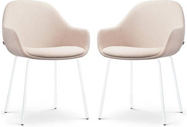 Nolon Nora-Mae Eetkamerstoelen Set van 2 Beige Witte Poten