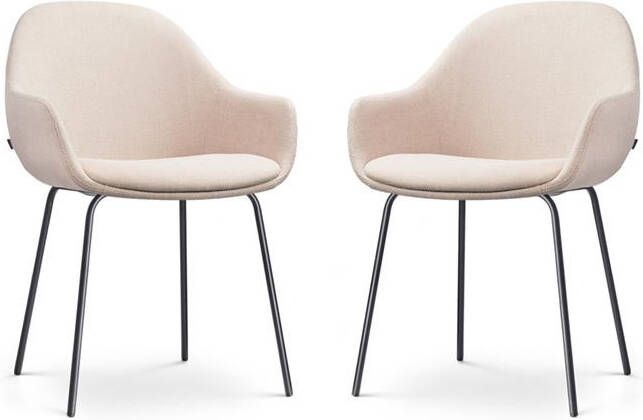 Nolon Nora-Mae Eetkamerstoelen Set van 2 Beige Zwarte Poten