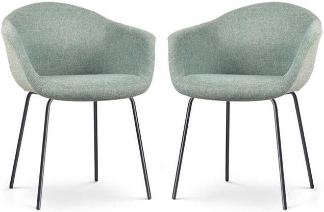 Nolon Nora-Otis Eetkamerstoelen Set van 2 Zacht Groen Zwarte Poten