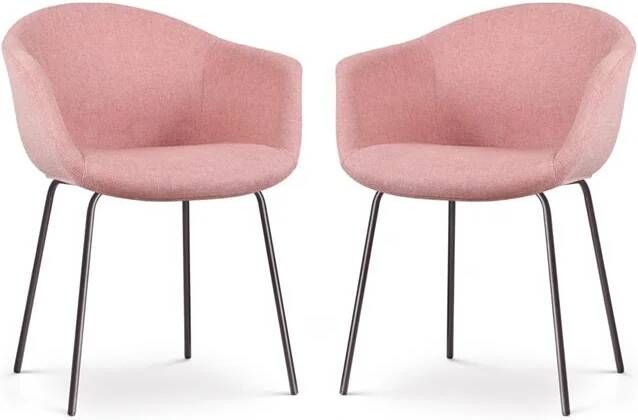 Nolon Nora-Otis Eetkamerstoelen Set van 2 Zacht Roze Zwarte Poten